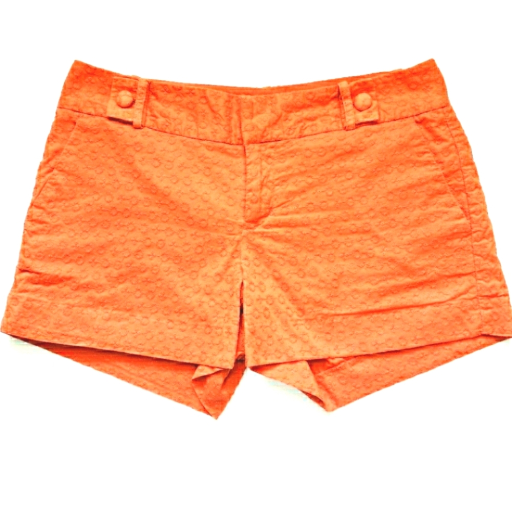 Banana Republic Ryan Fit Textured Geometric Nwot Orange Zip Fly Dress Shorts